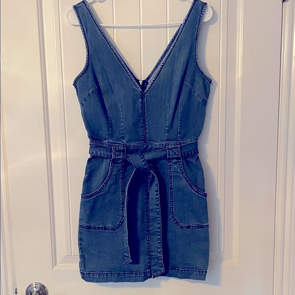 bebe Dark Blue Denim Mini Dress - Picture 1 of 6